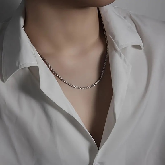 Waterproof Silver Rope Chain Necklace*3mm Rope Chain*Tarnish Free - Picture 4 of 7